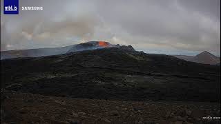 Geldingadalir Volcano Iceland LIVE Fixed closeup [upl. by Asinla683]