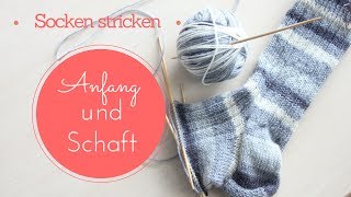 Socken stricken 1  Anfang und Schaft  Stricken für Anfänger [upl. by Behah517]