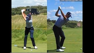 Justin Thomas golf swing  Long Iron faceon amp downtheline July 2017 [upl. by Tani630]