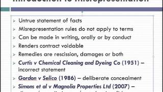 Misrepresentation Lecture 1 of 4 [upl. by Zahavi]